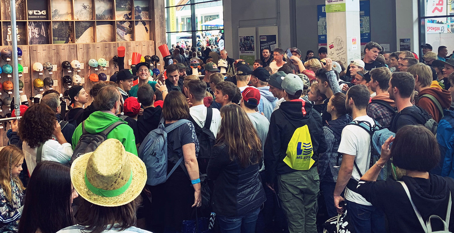 Eurobike 2019 crowded TSG booth during signing session