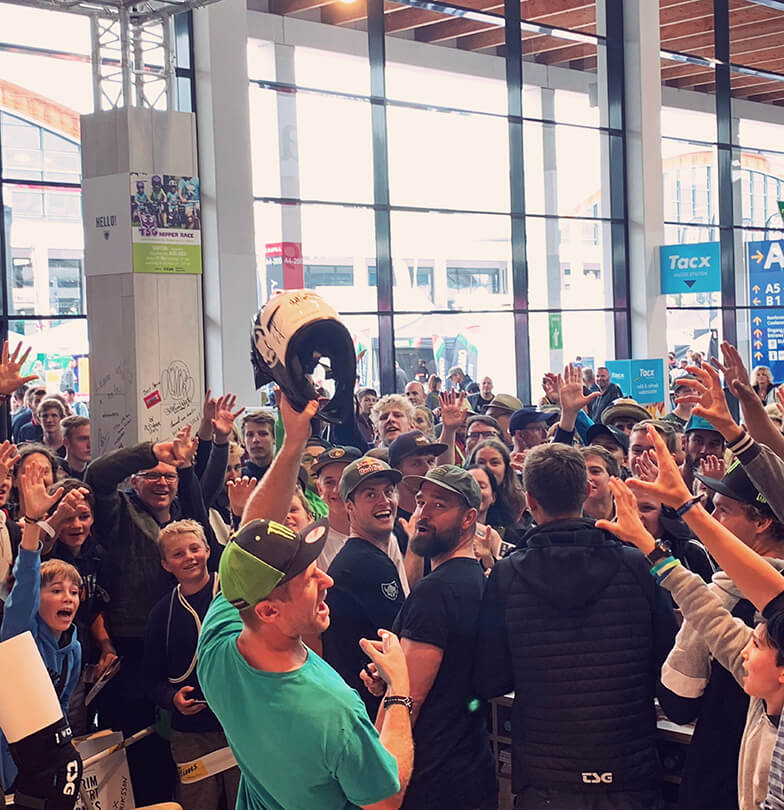 Eurobike 2019 crowded TSG booth during signing session