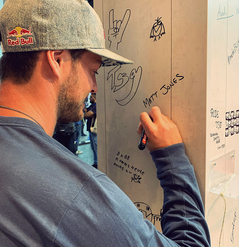 Eurobike 2019 TSG booth Matt Jones signing