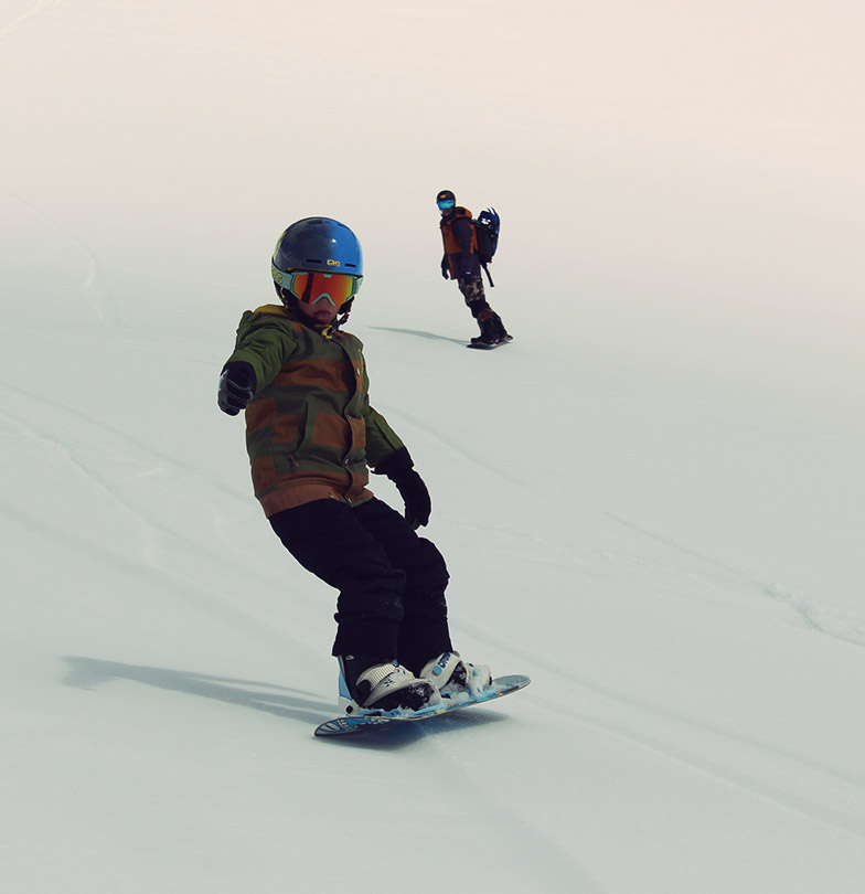 snowboarding kid
