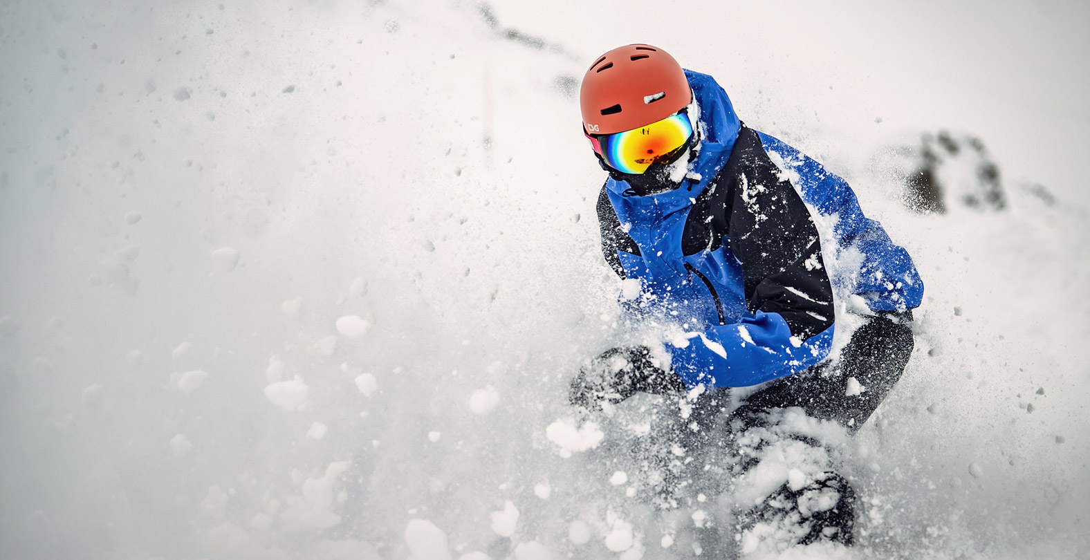 snowboarder in powder